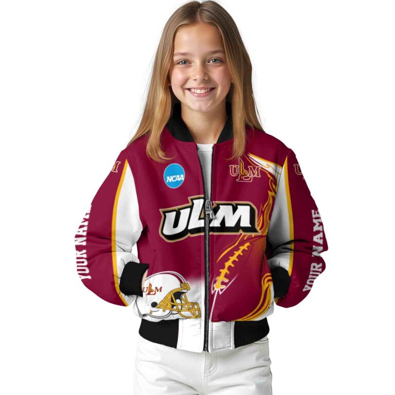 personalized louisiana monroe warhawks flaming football red white jacket top rated jacketwow