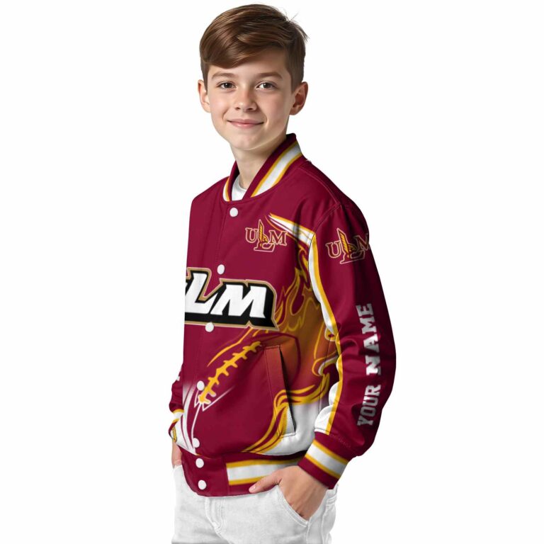 personalized louisiana monroe warhawks flaming football red white jacket trendy jacketwow