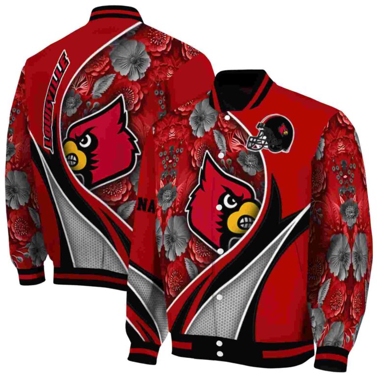 personalized louisville cardinals floral print red jacket fashion forward jacketwow