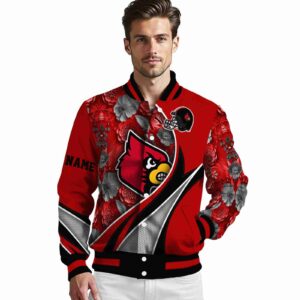 personalized louisville cardinals floral print red jacket high quality jacketwow