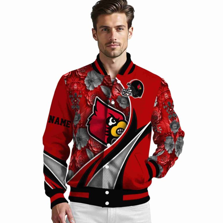 personalized louisville cardinals floral print red jacket high quality jacketwow