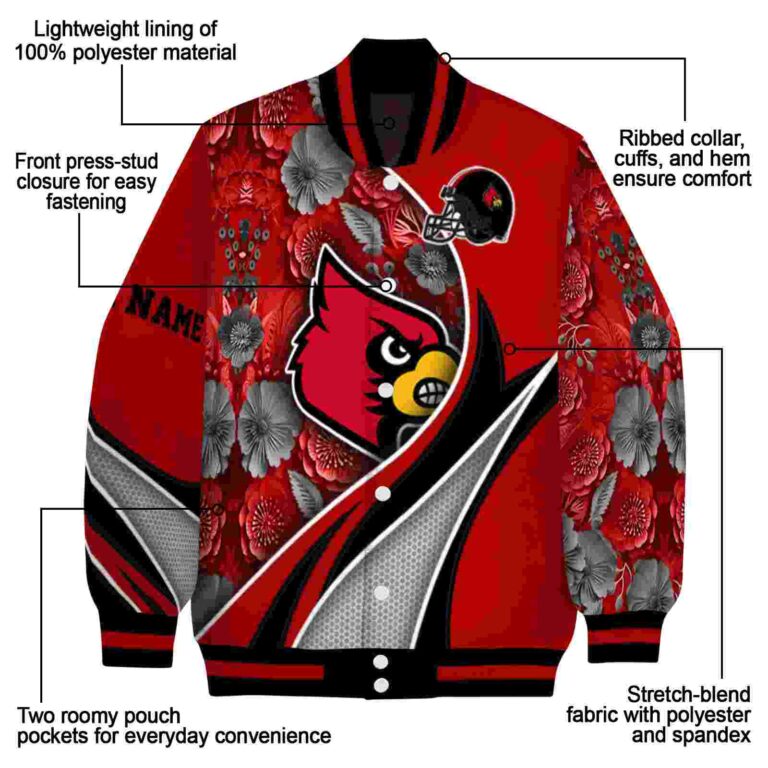 personalized louisville cardinals floral print red jacket new arrival jacketwow