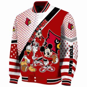 personalized louisville cardinals mickey donald goofy red white jacket best selling jacketwow