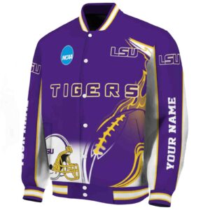 personalized lsu tigers flaming football purple white jacket best selling jacketwow