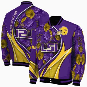 personalized lsu tigers floral print purple jacket fashion forward jacketwow