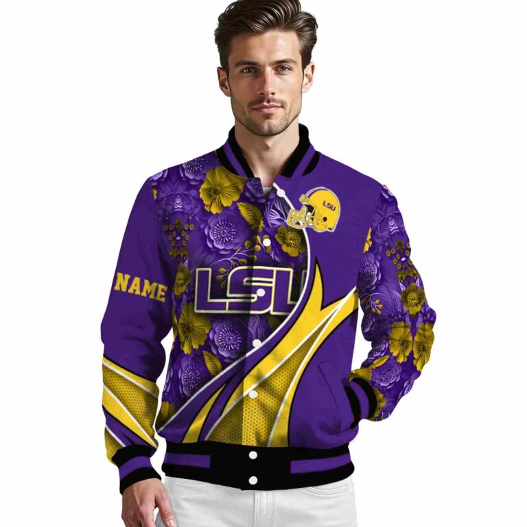 personalized lsu tigers floral print purple jacket high quality jacketwow