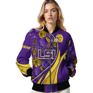 personalized lsu tigers floral print purple jacket latest model jacketwow