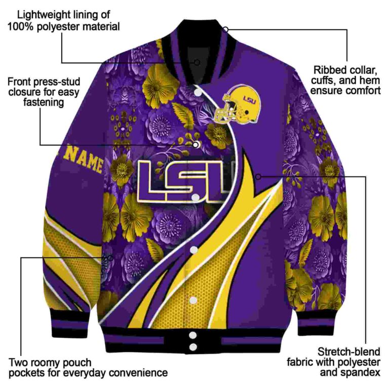 personalized lsu tigers floral print purple jacket new arrival jacketwow