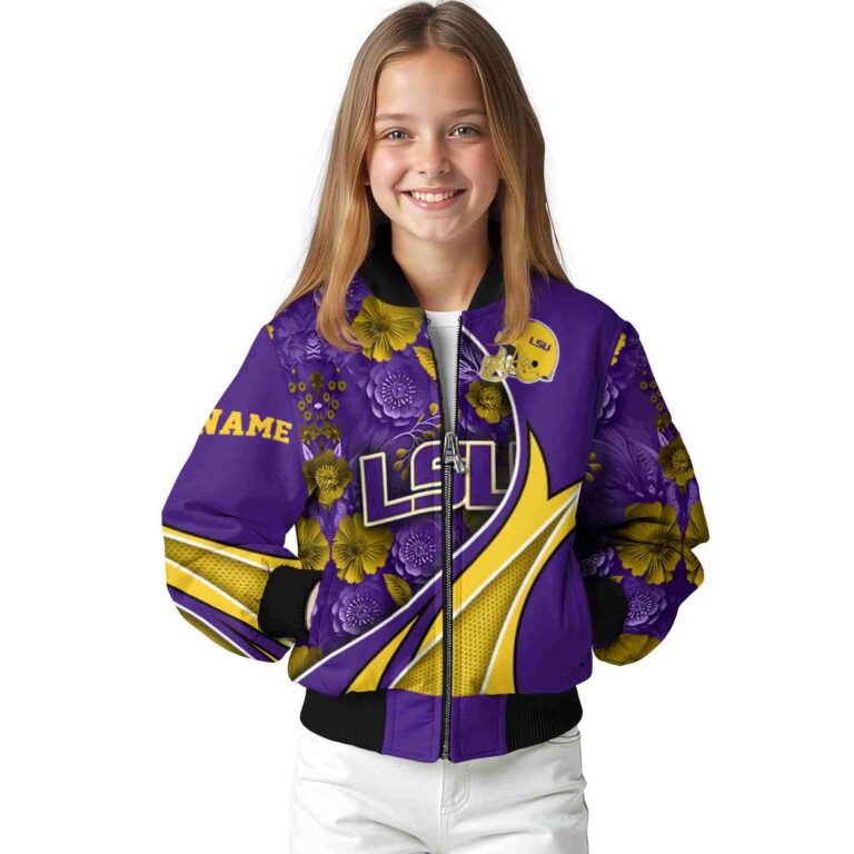 personalized lsu tigers floral print purple jacket top rated jacketwow