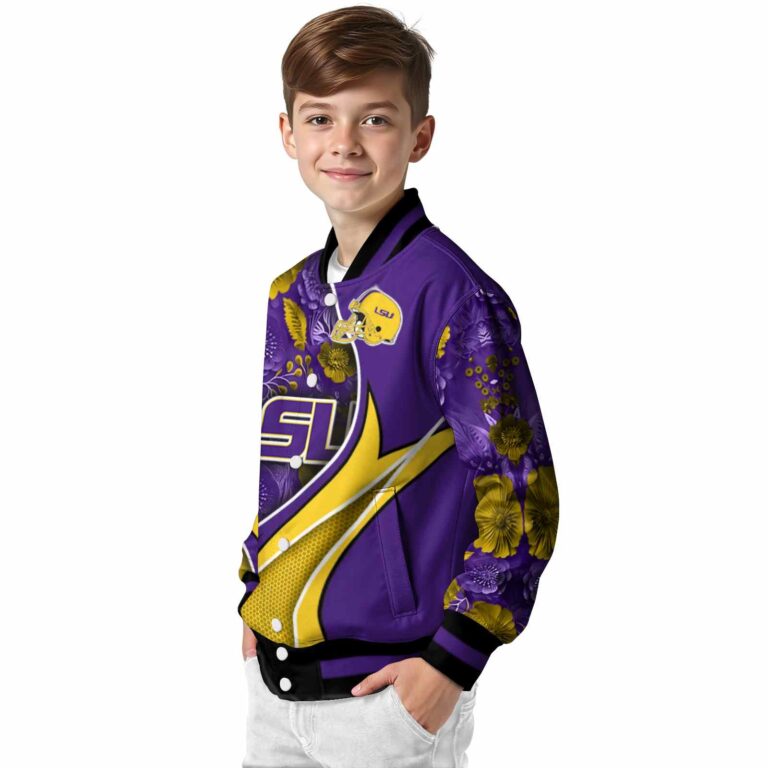 personalized lsu tigers floral print purple jacket trendy jacketwow