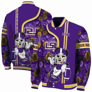 personalized lsu tigers rose mickey purple jacket fashion forward jacketwow