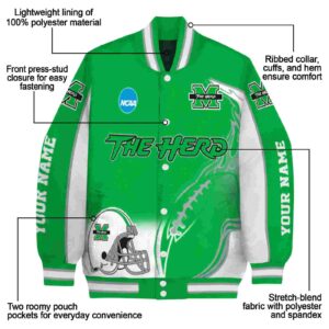personalized marshall thundering herd flaming football green white jacket new arrival jacketwow