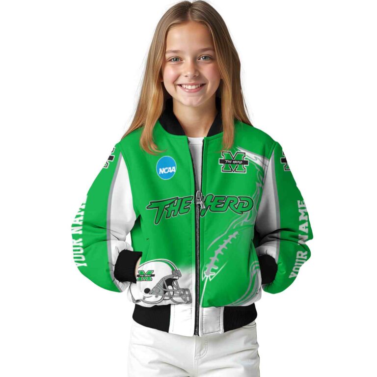 personalized marshall thundering herd flaming football green white jacket top rated jacketwow