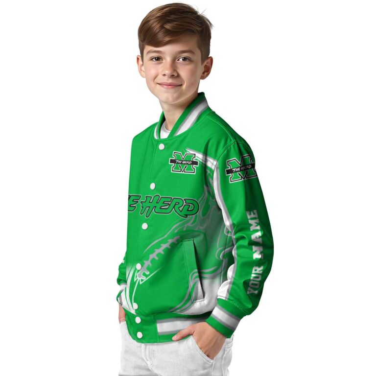 personalized marshall thundering herd flaming football green white jacket trendy jacketwow
