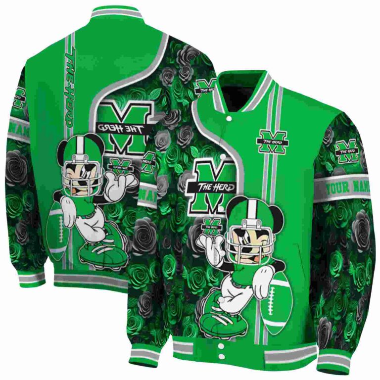 personalized marshall thundering herd rose mickey green jacket fashion forward jacketwow