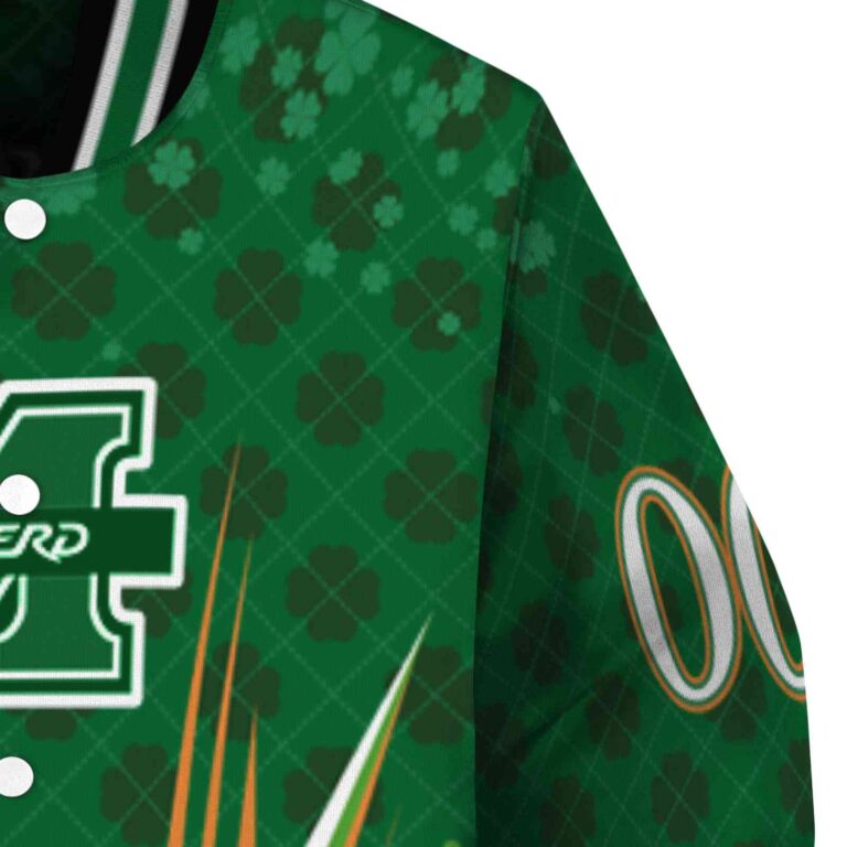 personalized marshall thundering herd shamrock pattern green jacket premium grade jacketwow