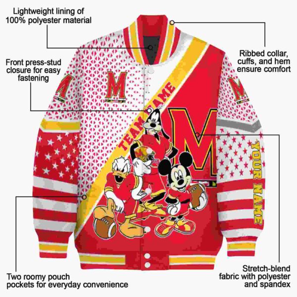 personalized maryland terrapins mickey donald goofy red white jacket new arrival jacketwow