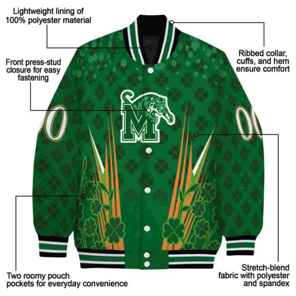 personalized memphis tigers shamrock pattern green jacket new arrival jacketwow