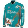 personalized miami dolphins flaming football aqua white jacket best selling jacketwow