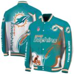 personalized miami dolphins flaming football aqua white jacket best selling jacketwow