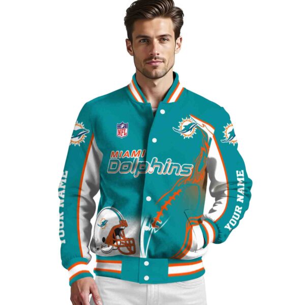 personalized miami dolphins flaming football aqua white jacket high quality jacketwow
