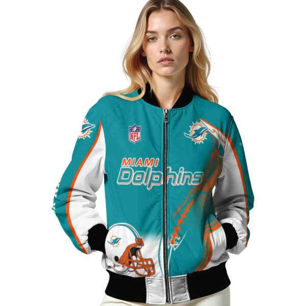 personalized miami dolphins flaming football aqua white jacket latest model jacketwow
