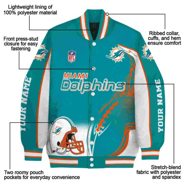 personalized miami dolphins flaming football aqua white jacket new arrival jacketwow