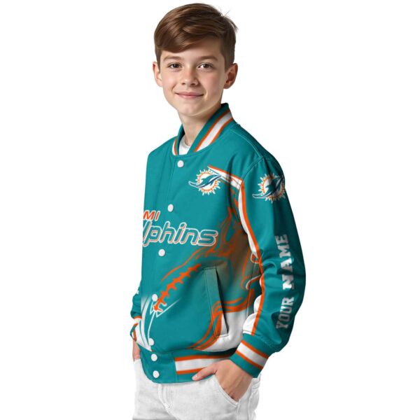 personalized miami dolphins flaming football aqua white jacket trendy jacketwow