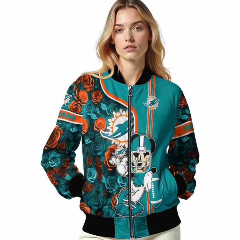 personalized miami dolphins rose mickey aqua jacket latest model jacketwow