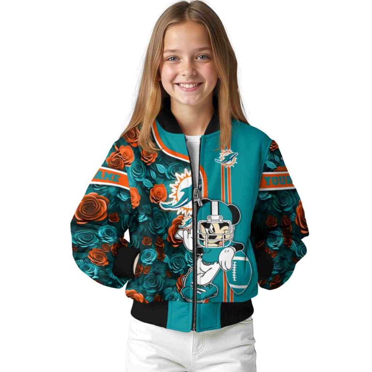 personalized miami dolphins rose mickey aqua jacket top rated jacketwow