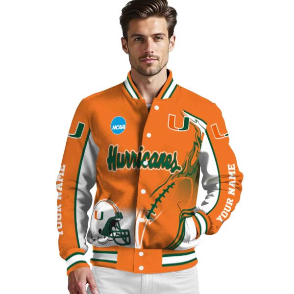 personalized miami hurricanes flaming football orange white jacket high quality jacketwow