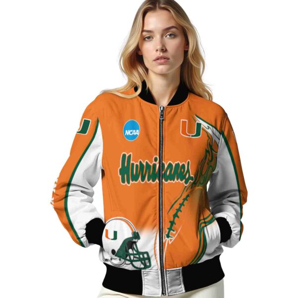 personalized miami hurricanes flaming football orange white jacket latest model jacketwow