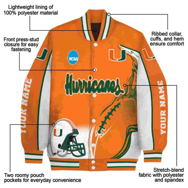 personalized miami hurricanes flaming football orange white jacket new arrival jacketwow