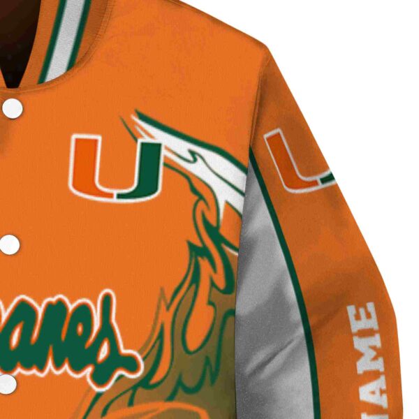 personalized miami hurricanes flaming football orange white jacket premium grade jacketwow