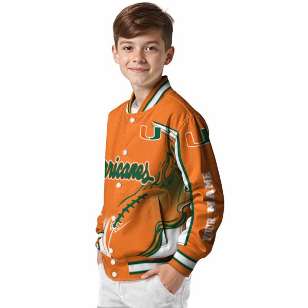 personalized miami hurricanes flaming football orange white jacket trendy jacketwow
