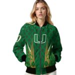 personalized miami hurricanes shamrock pattern green jacket best selling jacketwow