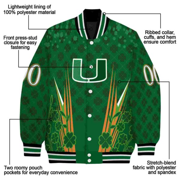 personalized miami hurricanes shamrock pattern green jacket new arrival jacketwow