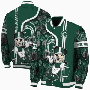 personalized michigan state spartans rose mickey green jacket fashion forward jacketwow