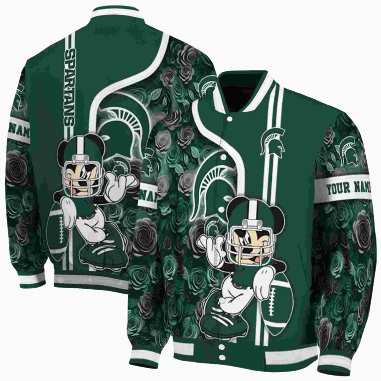 personalized michigan state spartans rose mickey green jacket fashion forward jacketwow