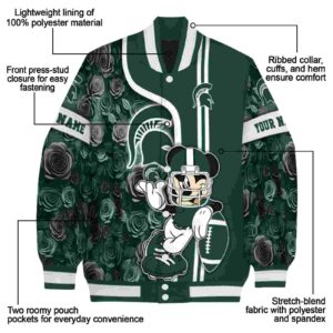 personalized michigan state spartans rose mickey green jacket new arrival jacketwow