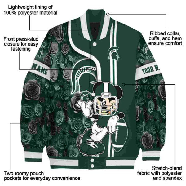 personalized michigan state spartans rose mickey green jacket new arrival jacketwow