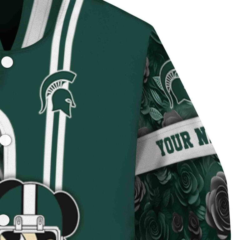 personalized michigan state spartans rose mickey green jacket premium grade jacketwow