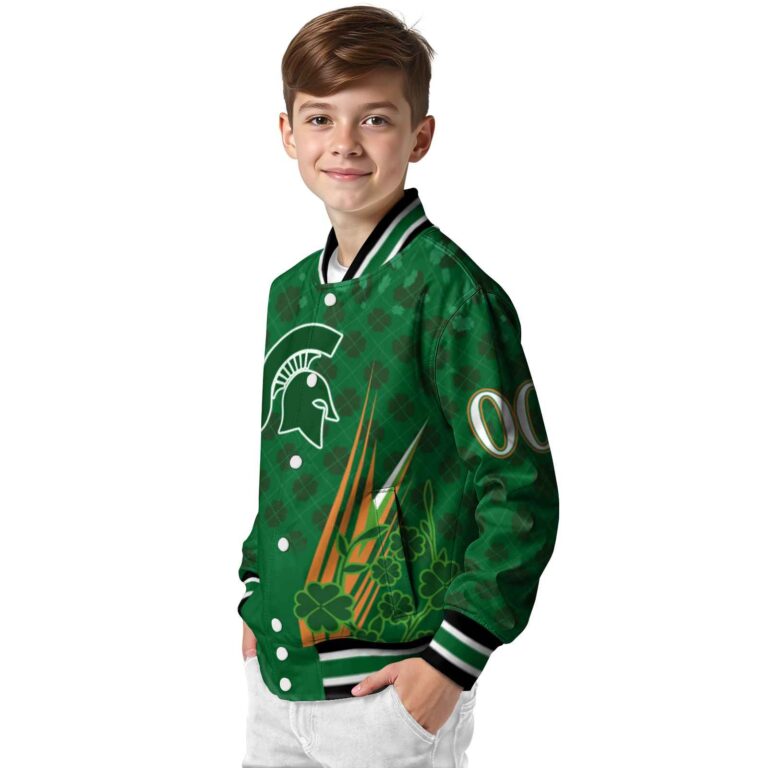 personalized michigan state spartans shamrock pattern green jacket trendy jacketwow
