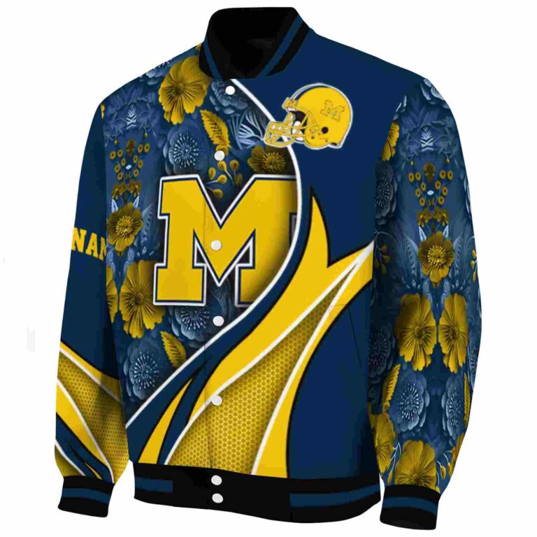 personalized michigan wolverines floral print blue jacket best selling jacketwow