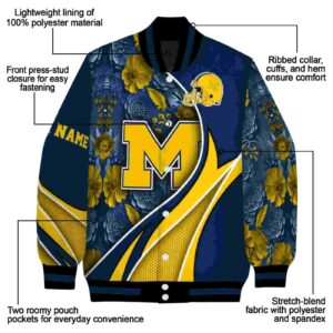 personalized michigan wolverines floral print blue jacket new arrival jacketwow