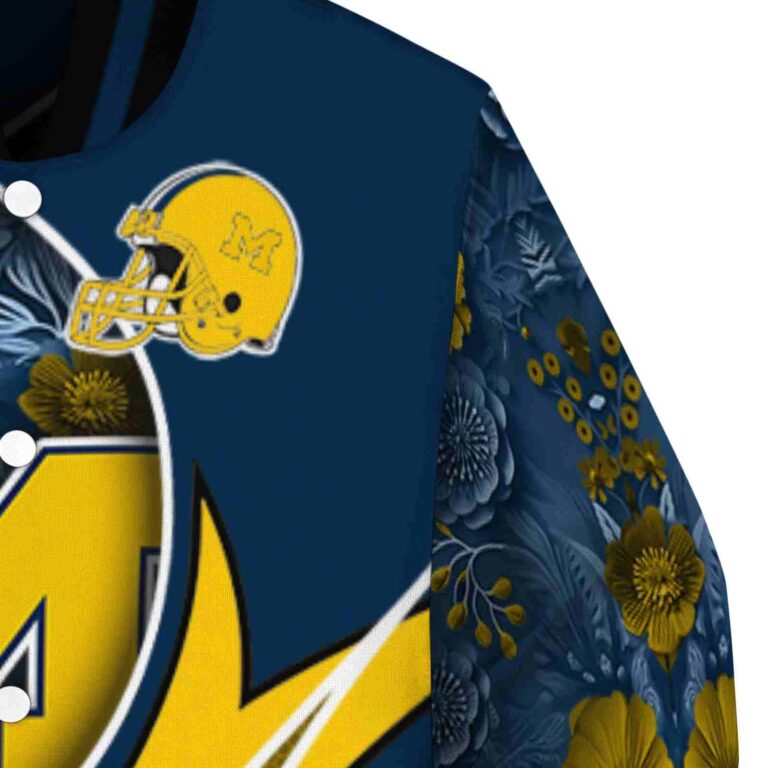 personalized michigan wolverines floral print blue jacket premium grade jacketwow