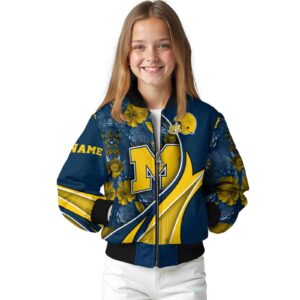 personalized michigan wolverines floral print blue jacket top rated jacketwow