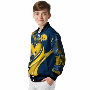 personalized michigan wolverines floral print blue jacket trendy jacketwow