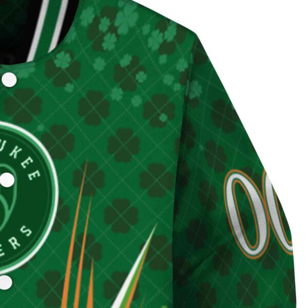 personalized milwaukee brewers shamrock pattern green jacket premium grade jacketwow