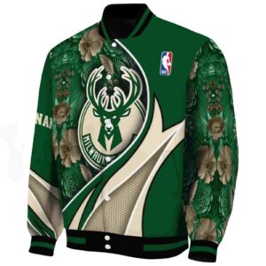 personalized milwaukee bucks floral print green jacket best selling jacketwow